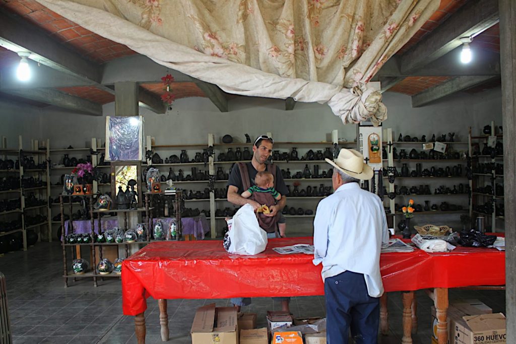 In the showroom of the workshop with the artisan himself