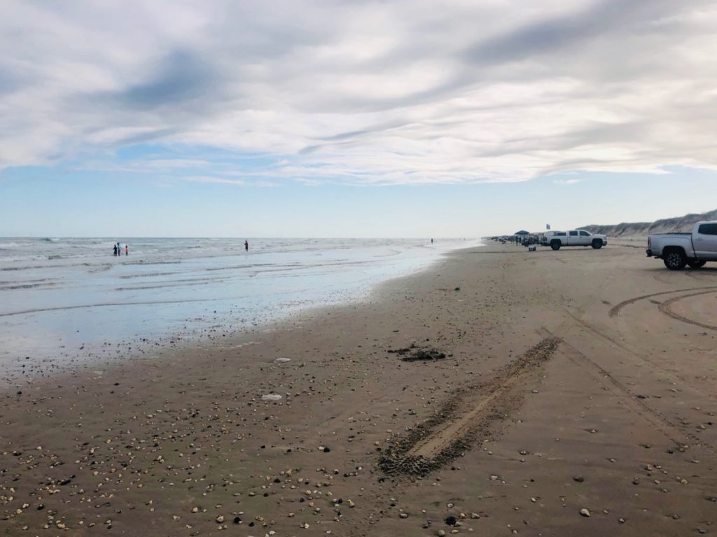 Parked cars on the beach in Corpus Christi